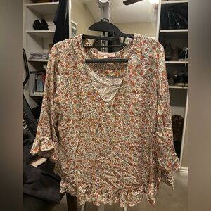 rose and thyme blouse Women’s Medium Floral Comfy NWOT scoop Neck Flared